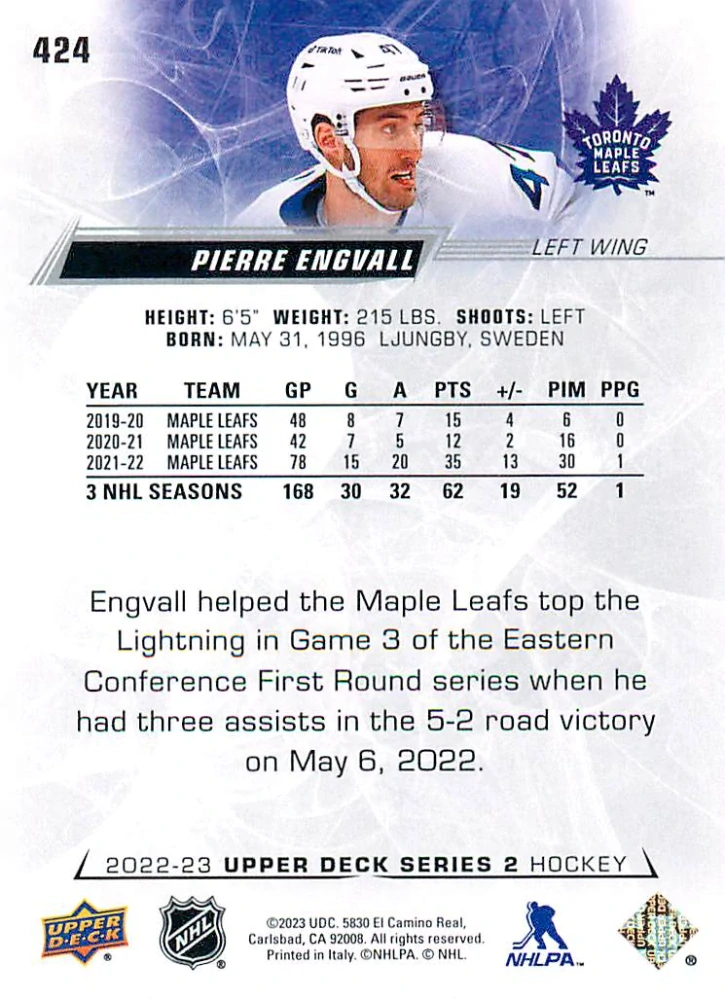 2022-23 UD Series 2 - Pierre Engvall #424