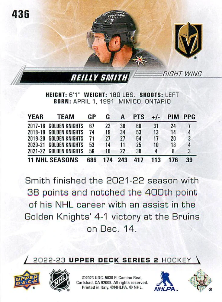 2022-23 UD Series 2 - Reilly Smith #436