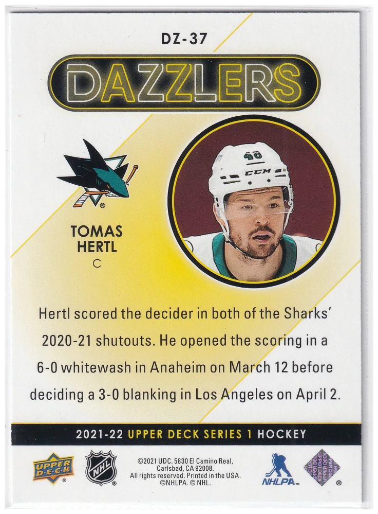 2021-22 UD Series 1 - Tomáš Hertl - Dazzlers Blue #DZ-37
