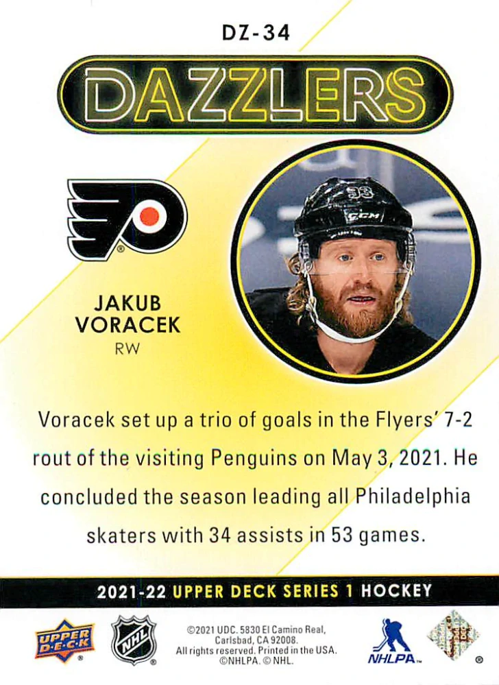 2021-22 UD Series 1 - Jakub Voráček - Dazzlers Blue #DZ-34