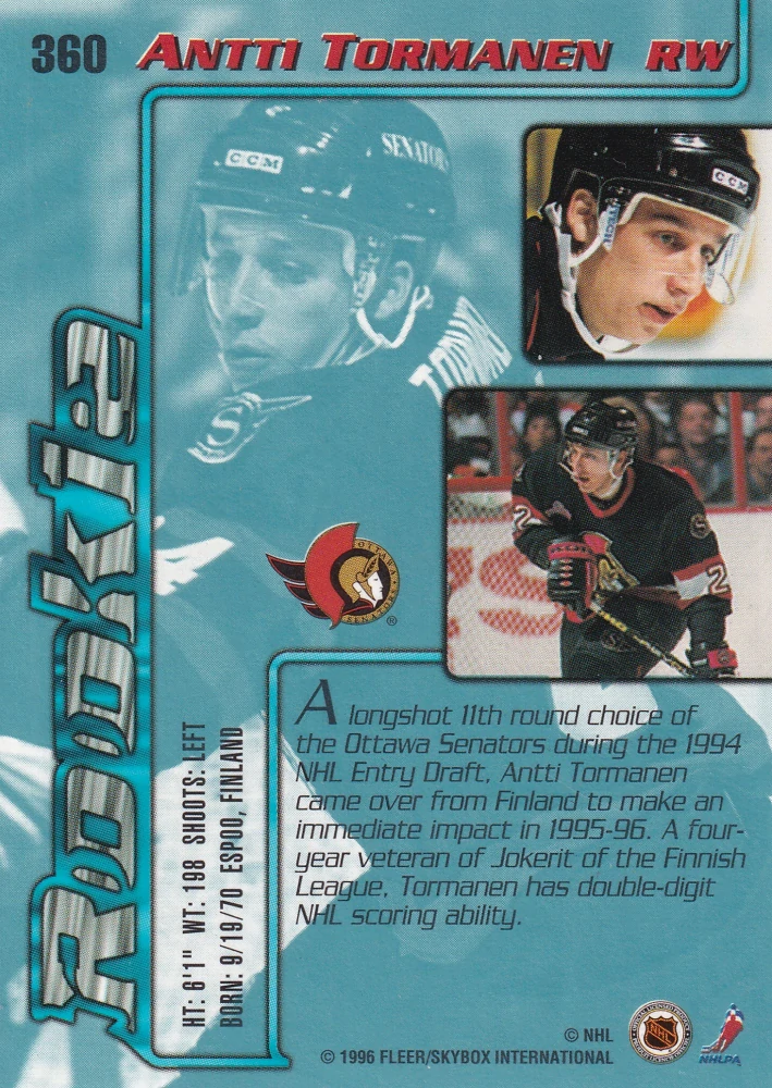 1995-96 Fleer Ultra Extra - Antti Tormanen - Rookie #360