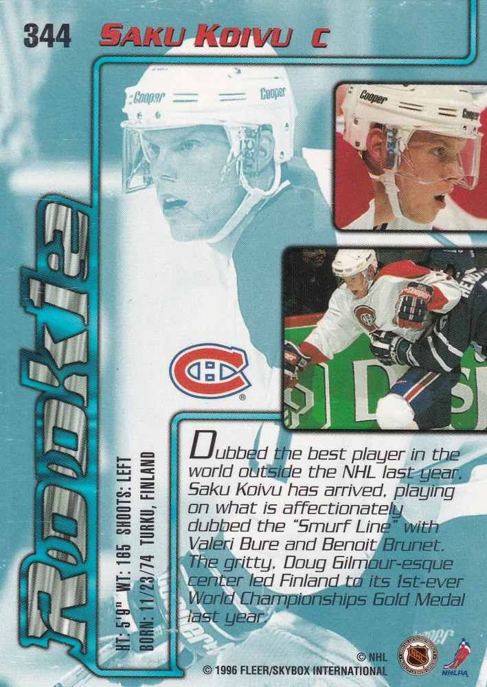 1995-96 Fleer Ultra Extra - Saku Koivu - Rookie #344