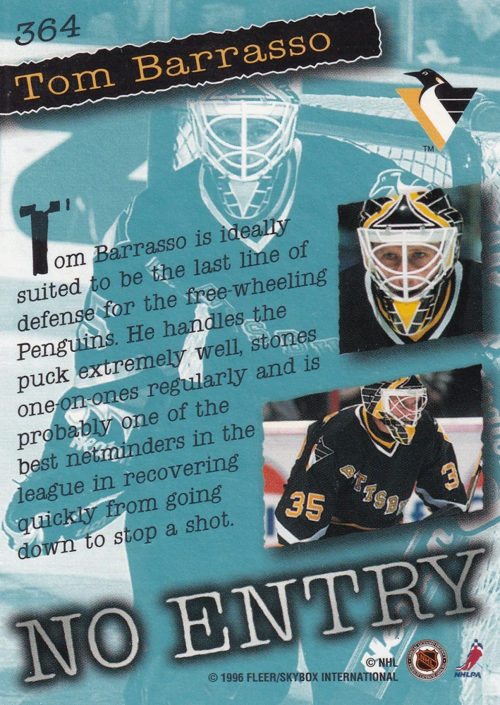 1995-96 Fleer Ultra Extra - Tom Barrasso - No Entry #364