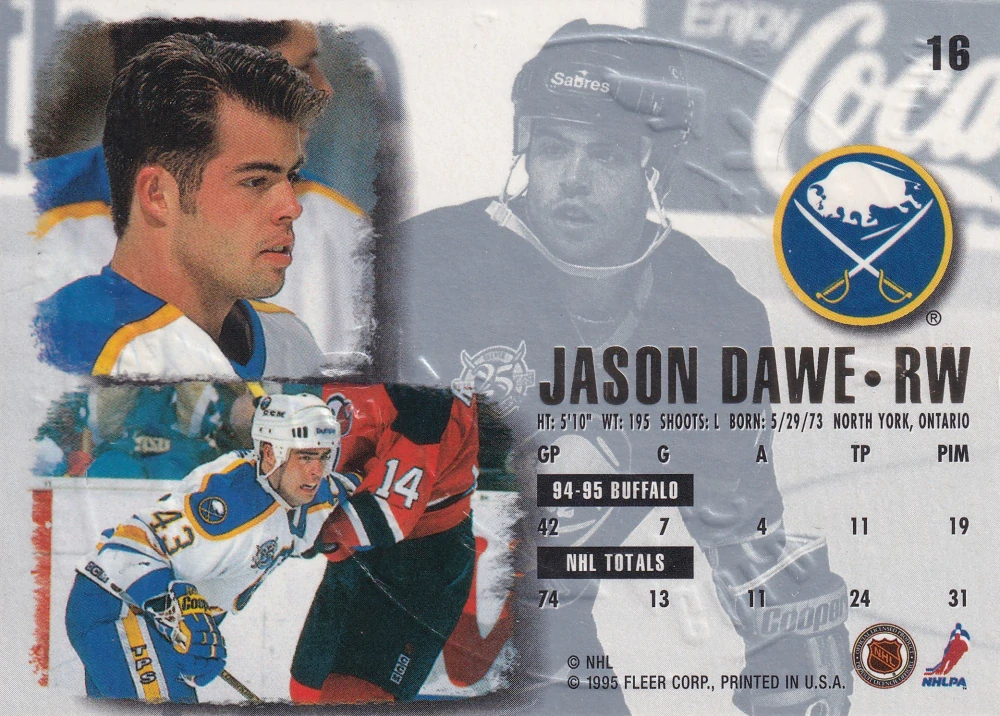 1995-96 Fleer Ultra - Jason Dawe - Gold Medallion #16
