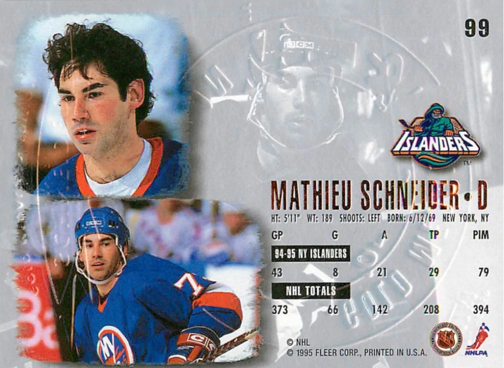 1995-96 Fleer Ultra - Mathieu Schneider - Gold Medallion #99