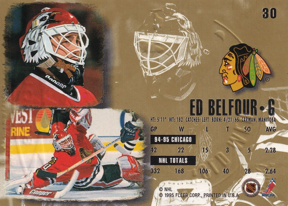1995-96 Fleer Ultra - Ed Belfour - Gold Medallion #30