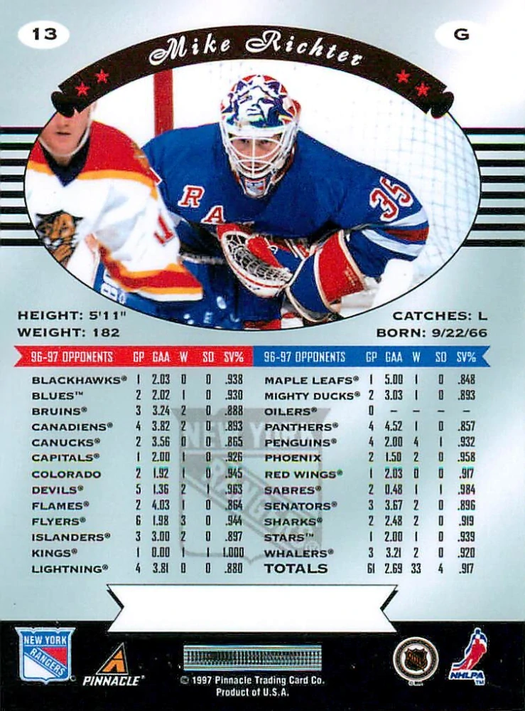 1997-98 Pinnacle Certified - Mike Richter #13