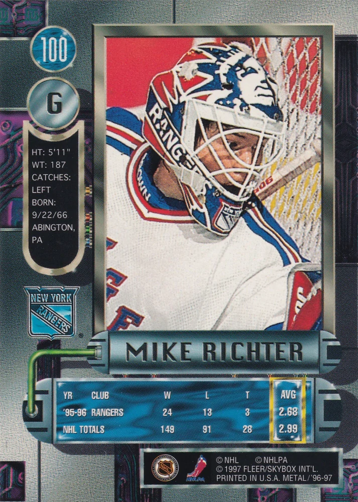 1996-97 Fleer Metal - Mike Richter #100
