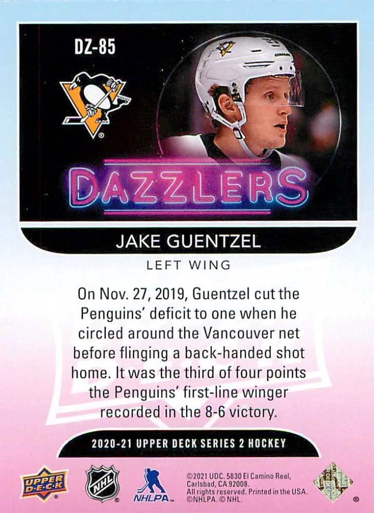 2020-21 UD Series 2 - Jake Guentzel - Dazzlers Green #DZ-85