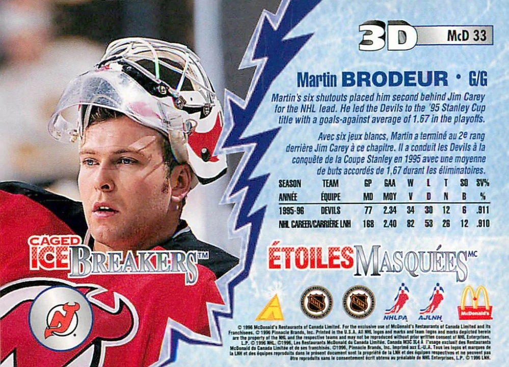 1996-97 Pinnacle McDonald's - Martin Brodeur #McD 33