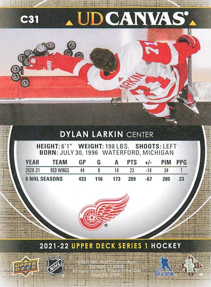 2021-22 UD Series 1 - Dylan Larkin - Canvas #C31