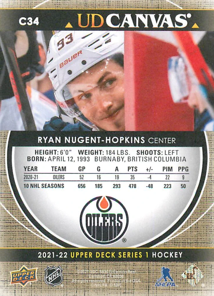 2021-22 UD Series 1 - Ryan Nugent-Hopkins - Canvas #C34