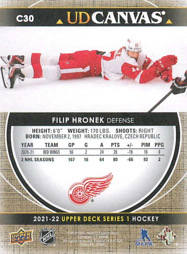 2021-22 UD Series 1 - Filip Hronek - Canvas #C30