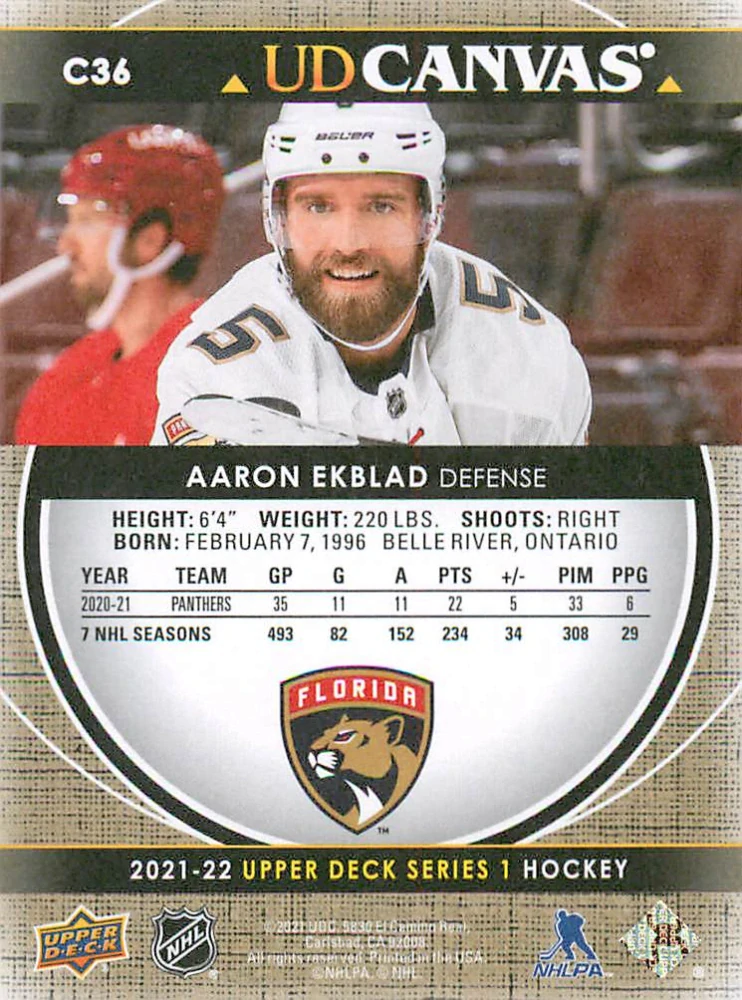2021-22 UD Series 1 - Aaron Ekblad - Canvas #C36