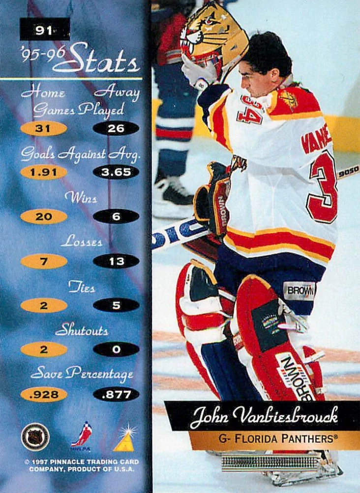 1996-97 Pinnacle Zenith - John Vanbiesbrouck #91