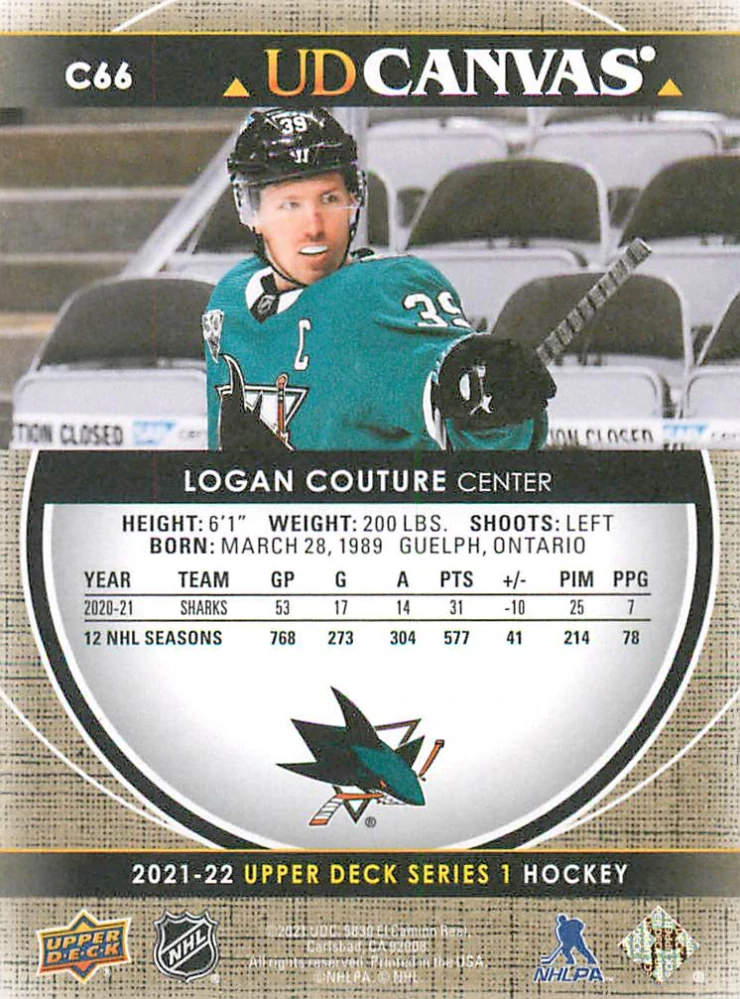 2021-22 UD Series 1 - Logan Couture - Canvas #C66