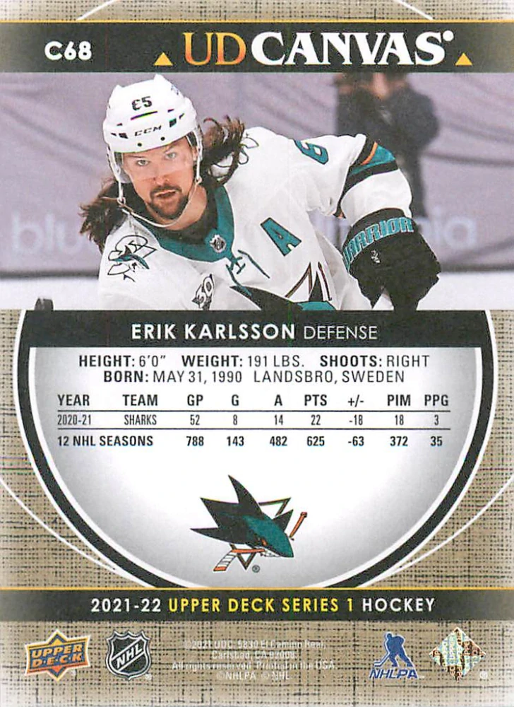 2021-22 UD Series 1 - Erik Karlsson - Canvas #C68