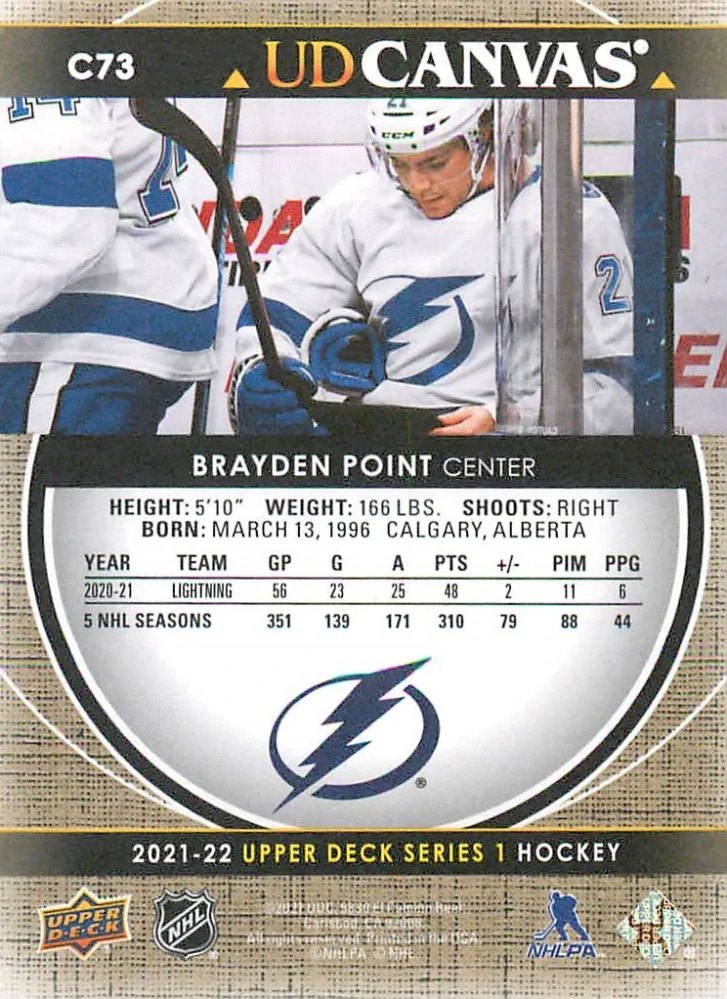 2021-22 UD Series 1 - Brayden Point - Canvas #C73