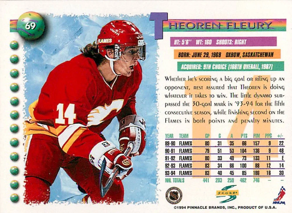 1994-95 Score - Theoren Fleury #69