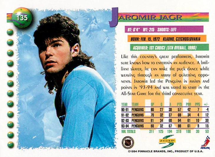 1994-95 Score - Jaromír Jágr #135