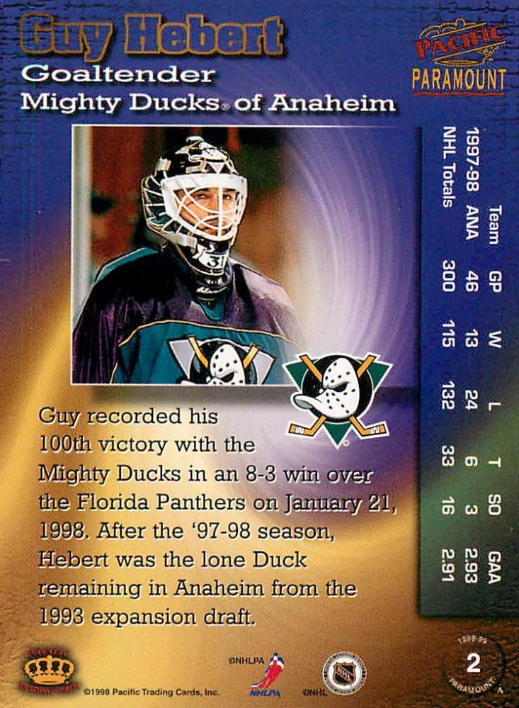 1998-99 Pacific Paramount - Guy Hebert #2