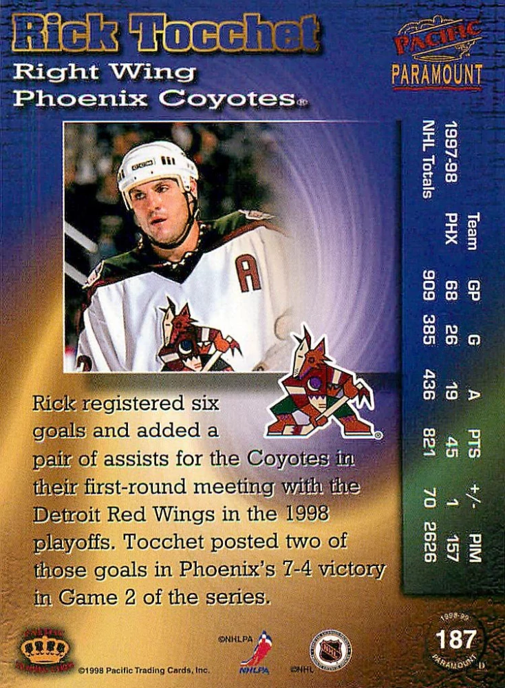 1998-99 Pacific Paramount - Rick Tocchet #187