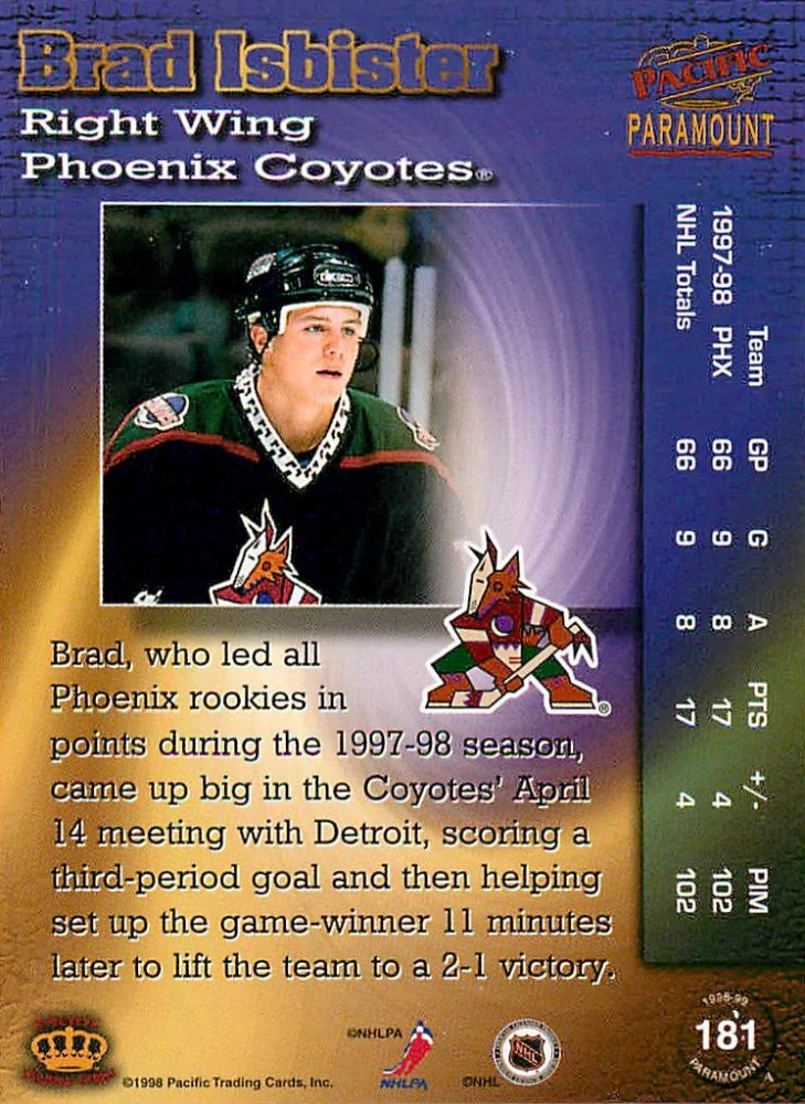 1998-99 Pacific Paramount - Brad Isbister #181