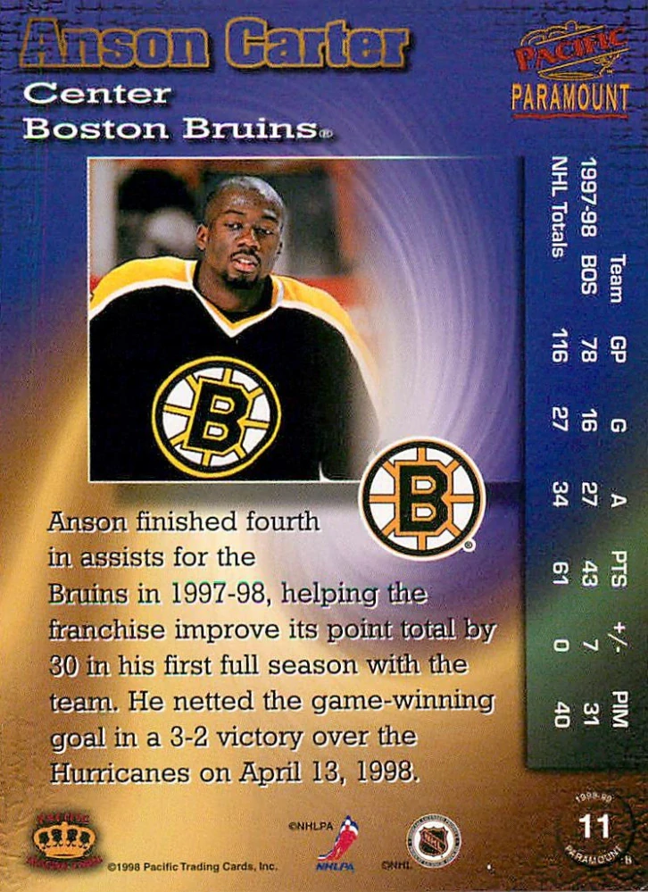 1998-99 Pacific Paramount - Anson Carter #11