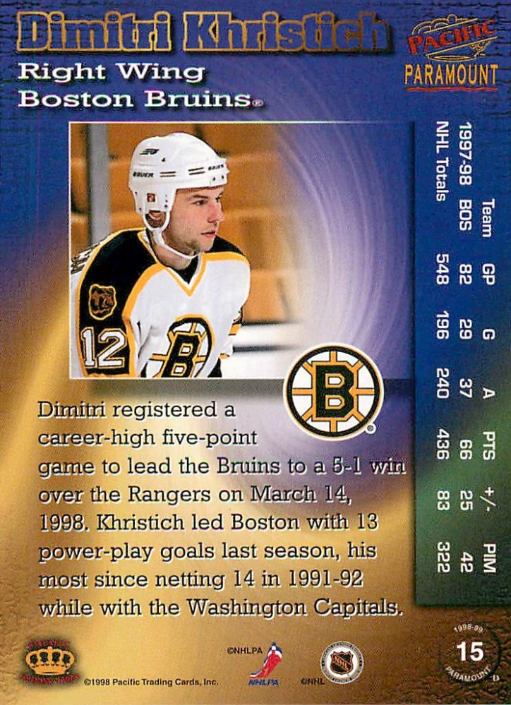 1998-99 Pacific Paramount - Dimitri Khristich #15