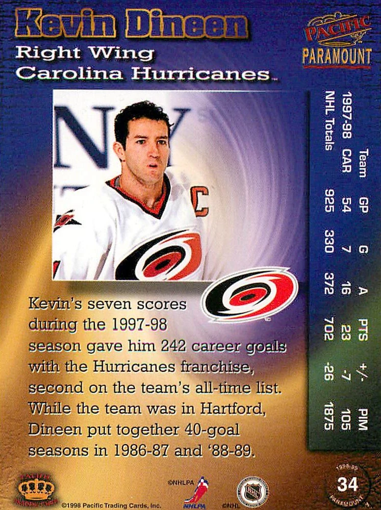 1998-99 Pacific Paramount - Kevin Dineen #34