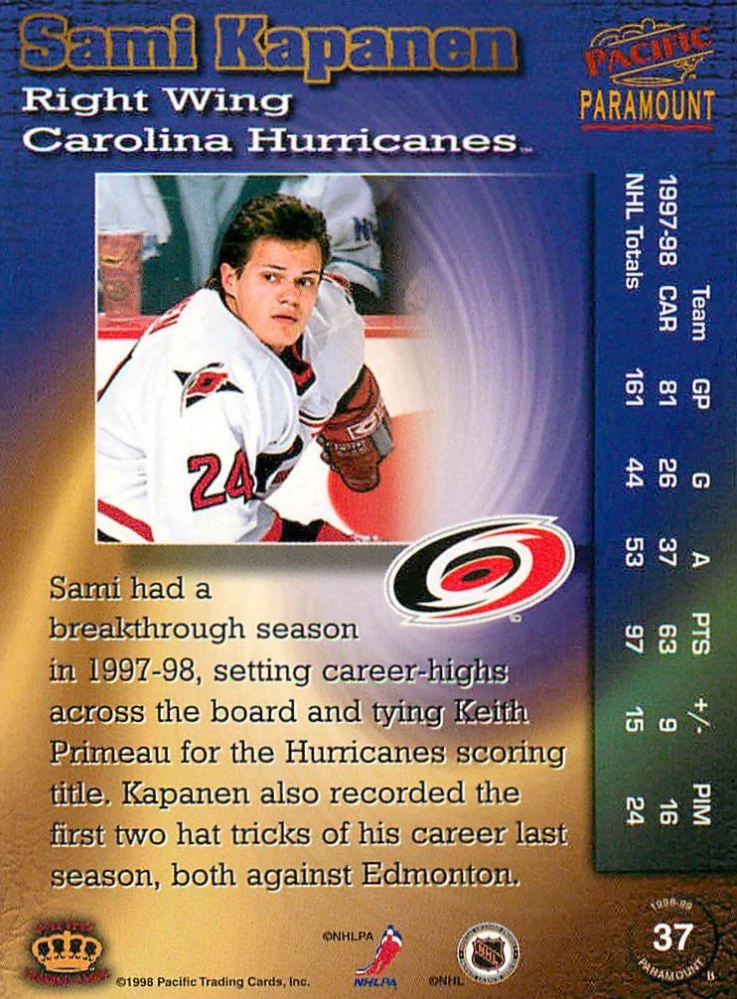 1998-99 Pacific Paramount - Sami Kapanen #37