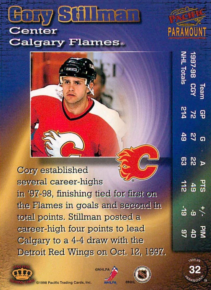 1998-99 Pacific Paramount - Cory Stillman #32