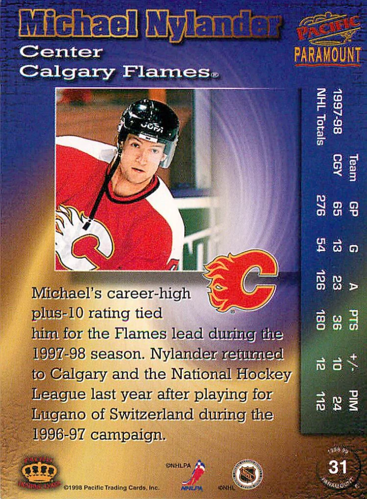 1998-99 Pacific Paramount - Michael Nylander #31