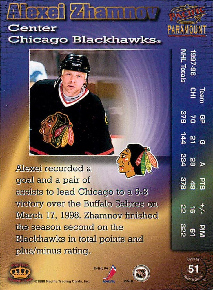 1998-99 Pacific Paramount - Alexei Zhamnov #51