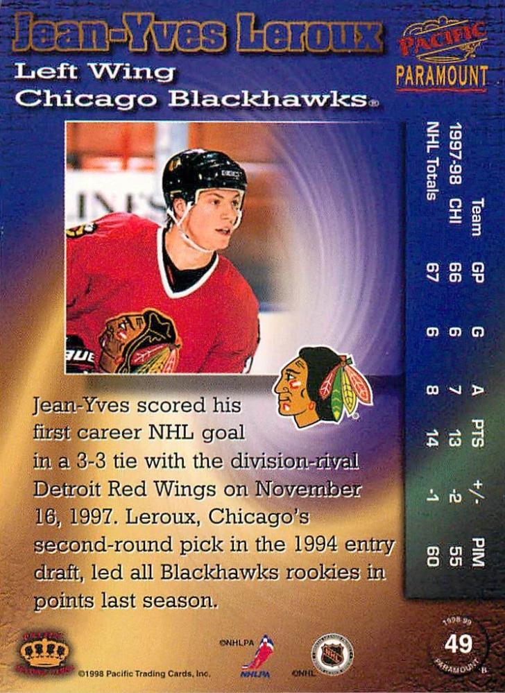 1998-99 Pacific Paramount - Jean-Yves Leroux #49