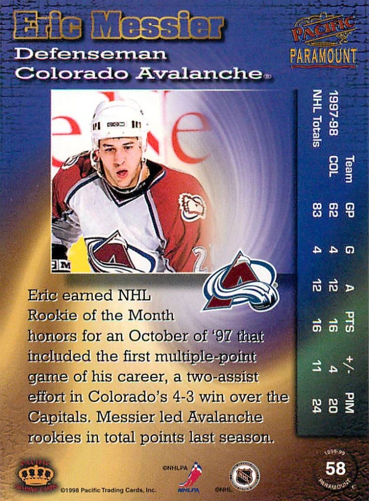 1998-99 Pacific Paramount - Eric Messier #58