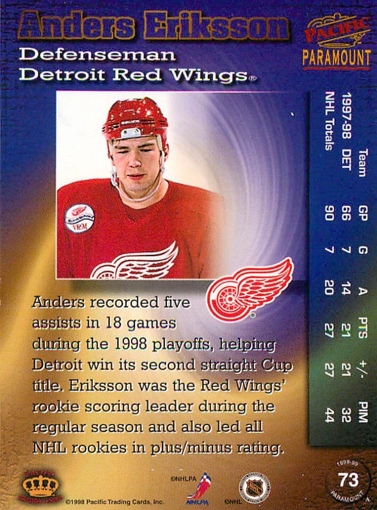 1998-99 Pacific Paramount - Anders Eriksson #73