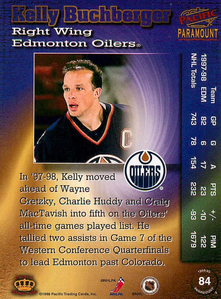 1998-99 Pacific Paramount - Kelly Buchberger #84