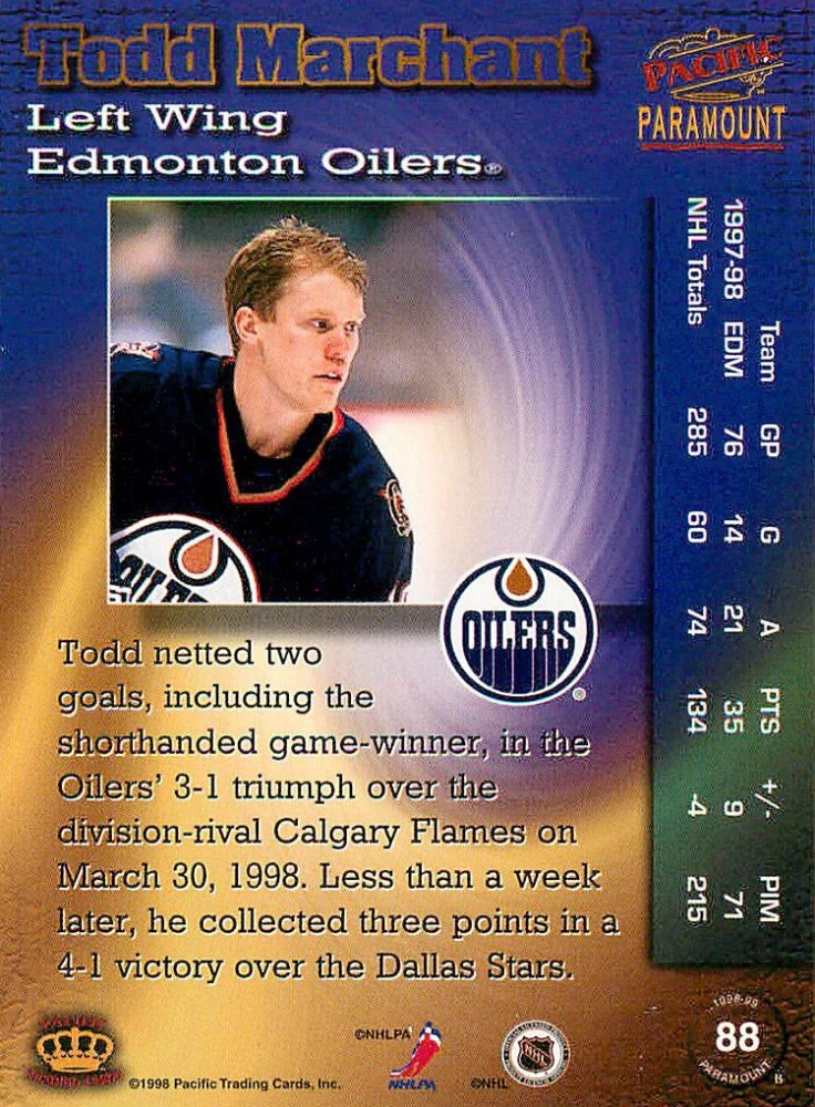 1998-99 Pacific Paramount - Todd Marchant #88