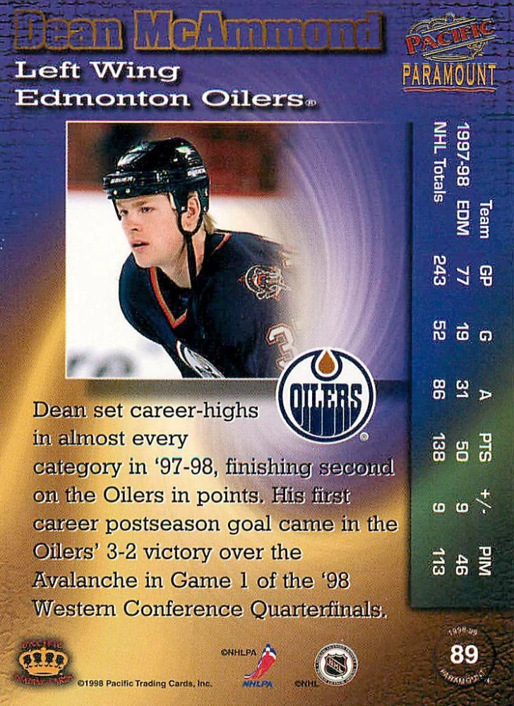 1998-99 Pacific Paramount - Dean Mcammond #89