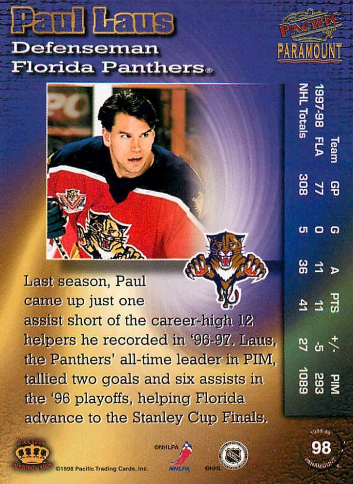 1998-99 Pacific Paramount - Paul Laus #98