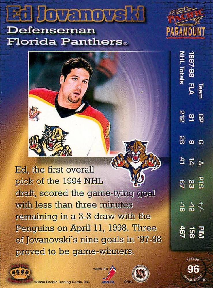 1998-99 Pacific Paramount - Ed Jovanovski #96
