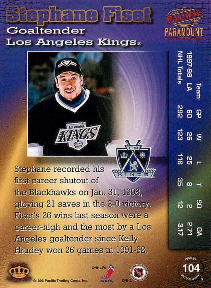 1998-99 Pacific Paramount - Stephane Fiset #104