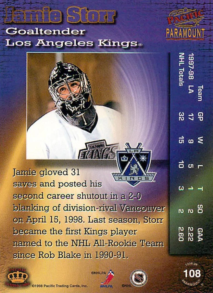 1998-99 Pacific Paramount - Jamie Storr #108