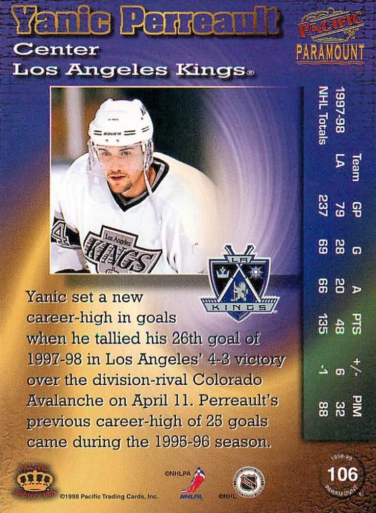 1998-99 Pacific Paramount - Yanic Perreault #106