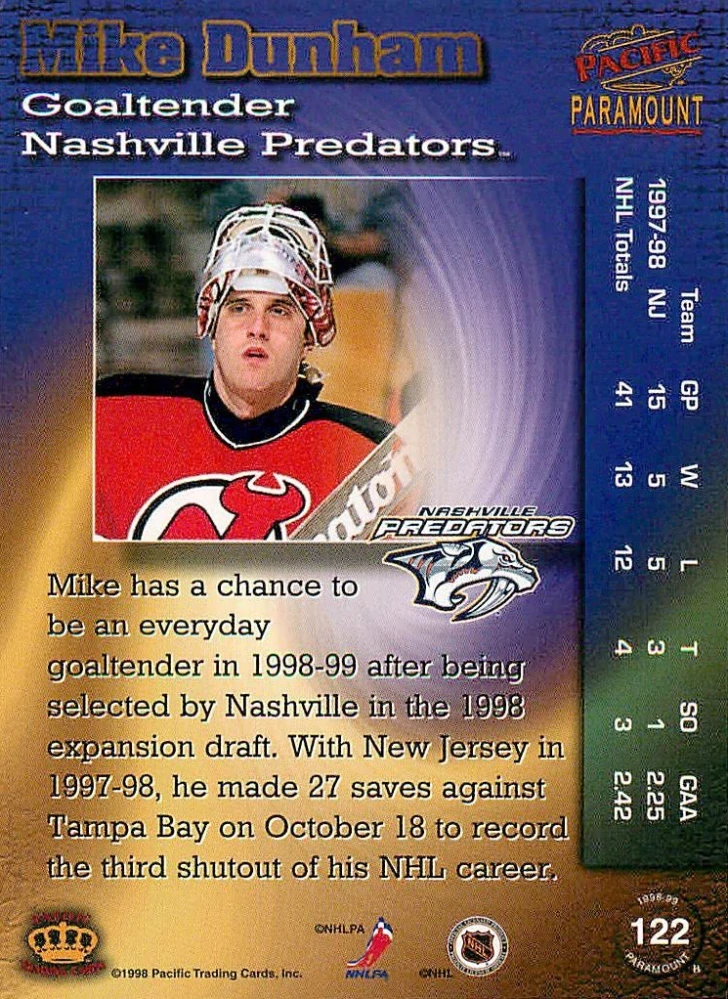 1998-99 Pacific Paramount - Mike Dunham #122