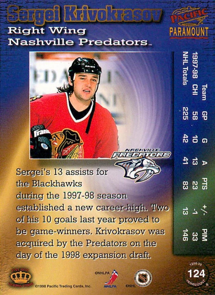 1998-99 Pacific Paramount - Sergei Krivokrasov #124