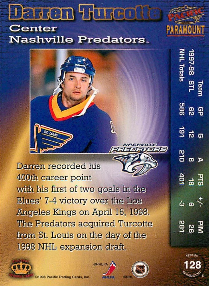 1998-99 Pacific Paramount - Darren Turcotte #128
