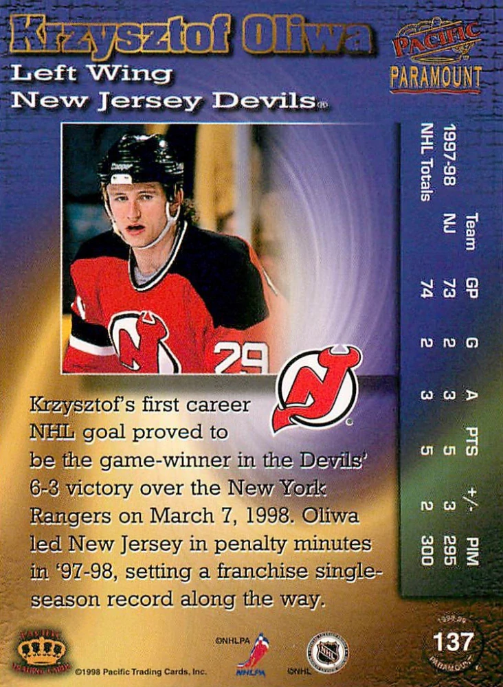 1998-99 Pacific Paramount - Krzysztof Oliwa #137