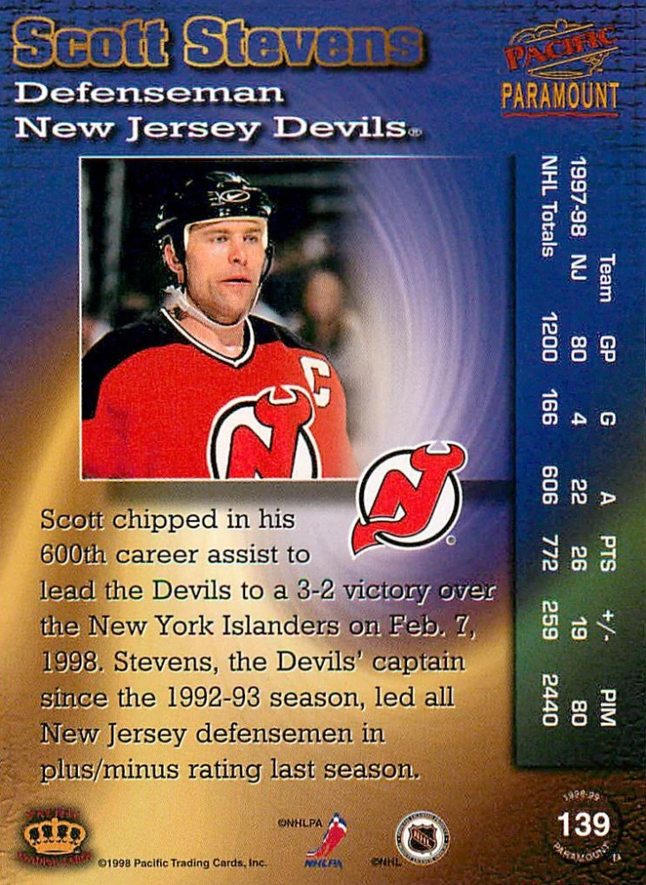 1998-99 Pacific Paramount - Scott Stevens #139